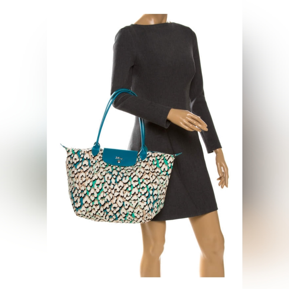 Longchamp Turquoise phanter print canvas and leather limited edition - Picture 17 of 17